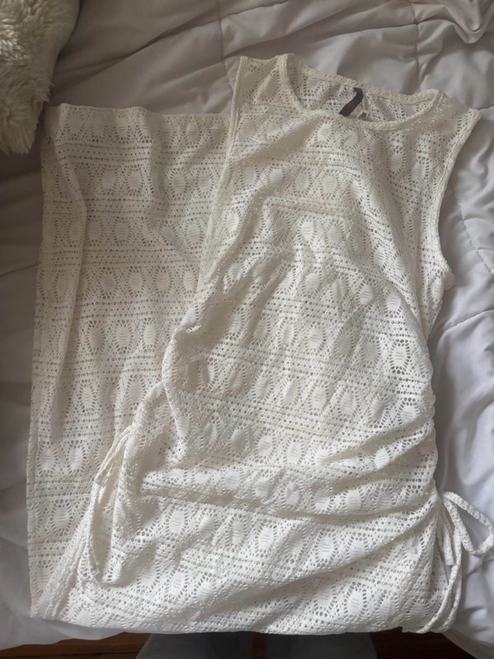 refuge Ivory Crochet Lace Sleeveless Swim Coverup